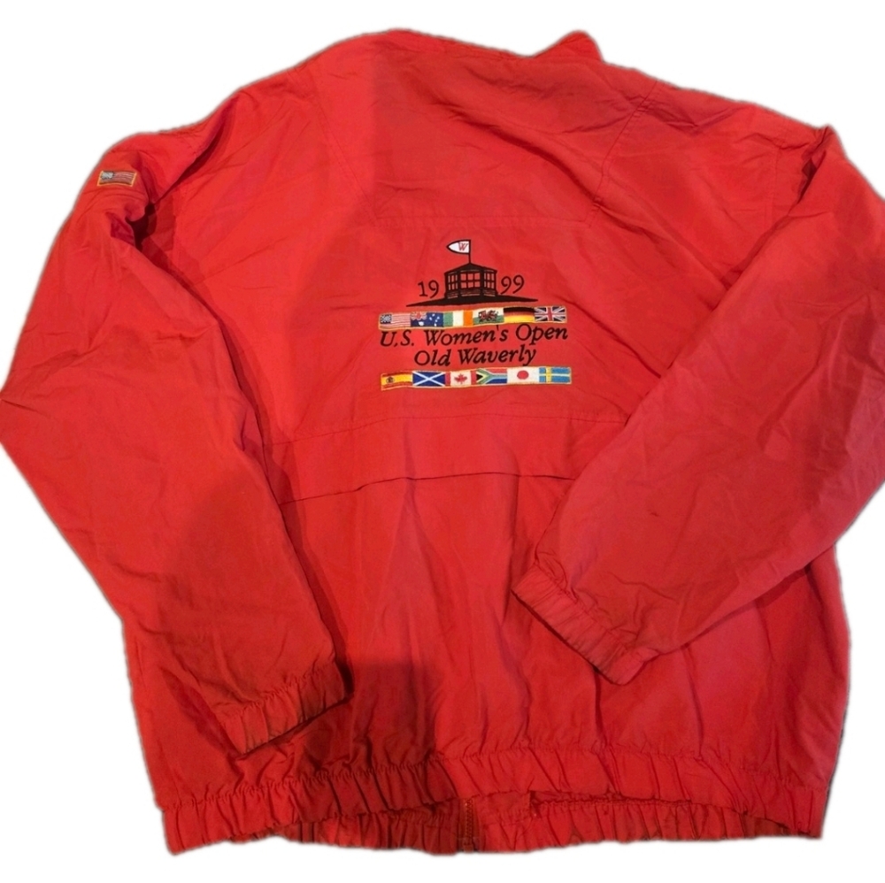Vintage 1999 U.s. Open Waverly Red Windbreaker Jacket Size L Made In USA - Picture 4 of 6